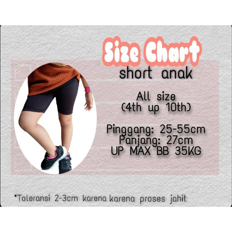 celana short anak TK,SD legging anak celana ketat dalaman anak