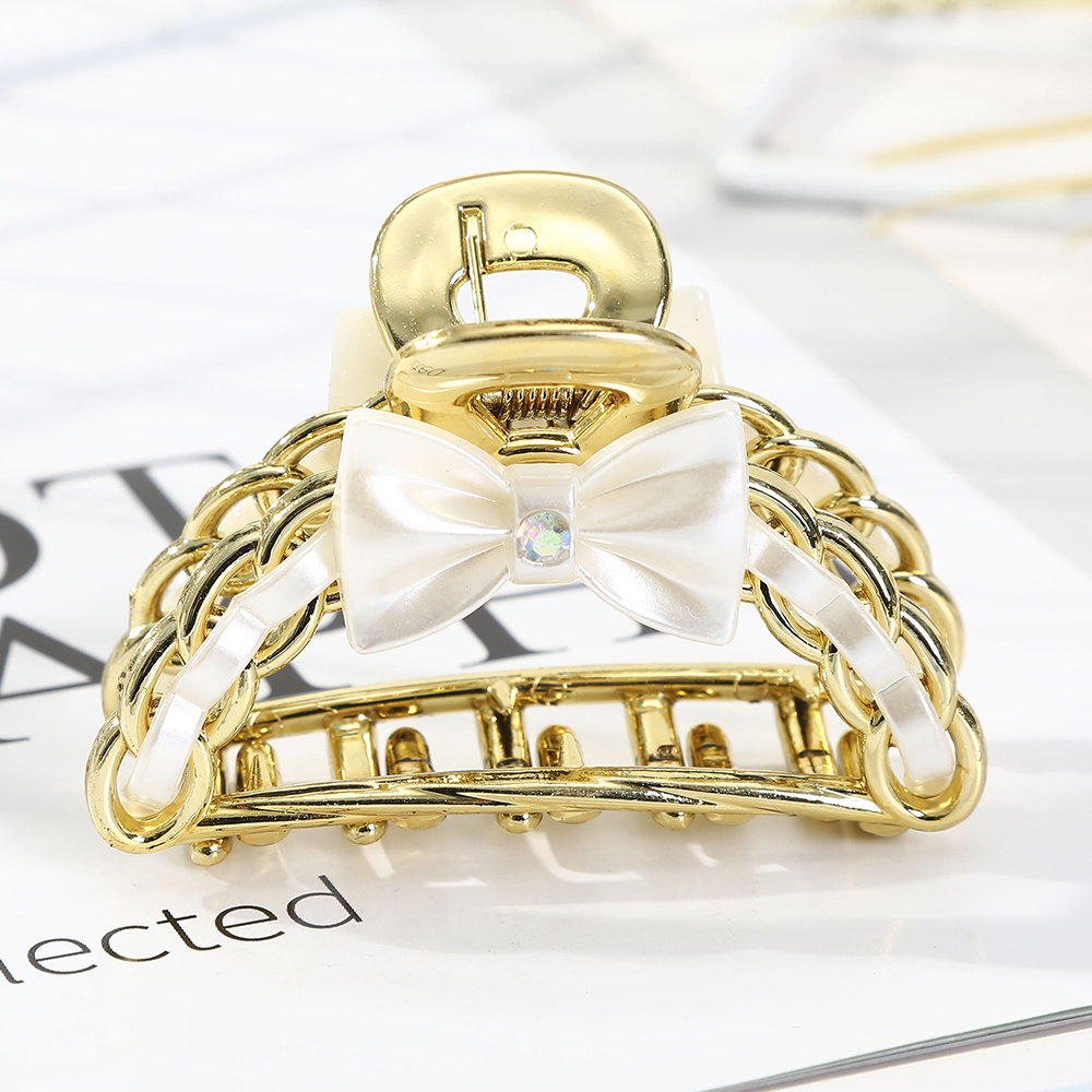 Korean Gold Pearl Flower Hair Clip Fashion Hair Claw Clips Wild Women Hair Accessories