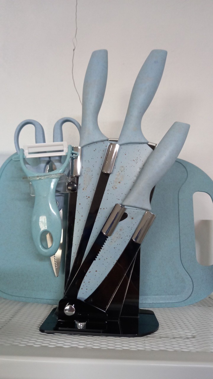 7in1 Pisau + Talenan Masak Set Bahan Keramik Best Quality Pisau Dapur/kado Pilihan Pertama