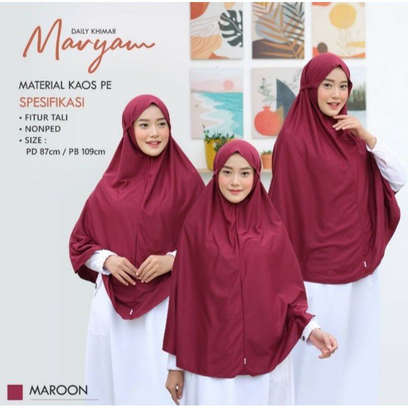 KHIMAR BERGO MARYAM JILBAB NON PET TALI BAHAN KAOS PE SZ XL