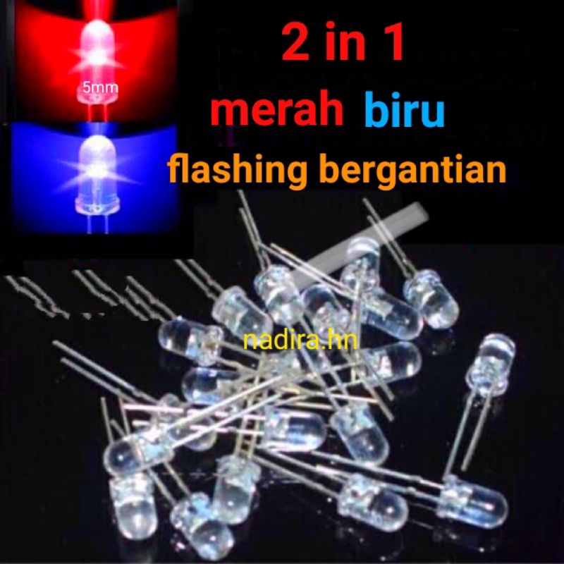 2IN1 flashing 3V 5V 12V LED 5mm  kedip flash 2 WARNA merah biru lampu layangan lampu hias lampu vari