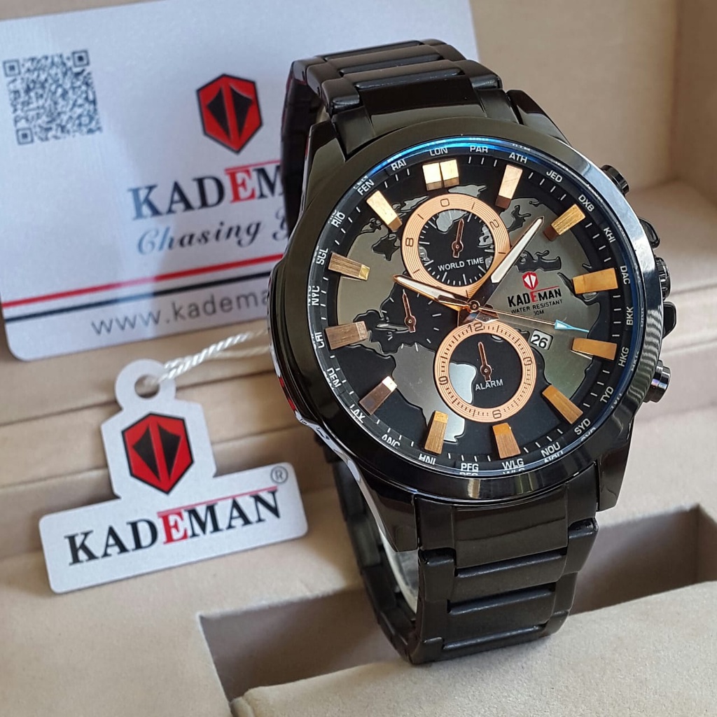 JAM TANGAN PRIA KADEMAN TYPE K443G/ JAM TANGAN PRIA KADEMAN TYPE K443G / JAM TANGAN PRIA KADEMAN CRONOGRAPH,TANGGAL AKTIF, WATERPROOF, MESIN BATTERY/ JAM TANGAN PRIA KADEMAN TYPE K443G FREE BOX