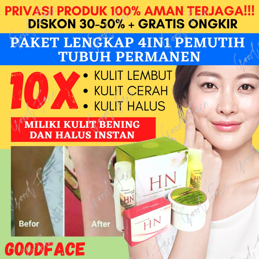 HN BODY CARE 4IN1 BPOM PEMUTIH BADAN PERMANEN PEMUTIH KULIT LOTION PEMUTIH BADAN SABUN PEMUTIH BADAN KECANTIKAN PERAWATAN TUBUH PEMUTIH BADAN AMPUH