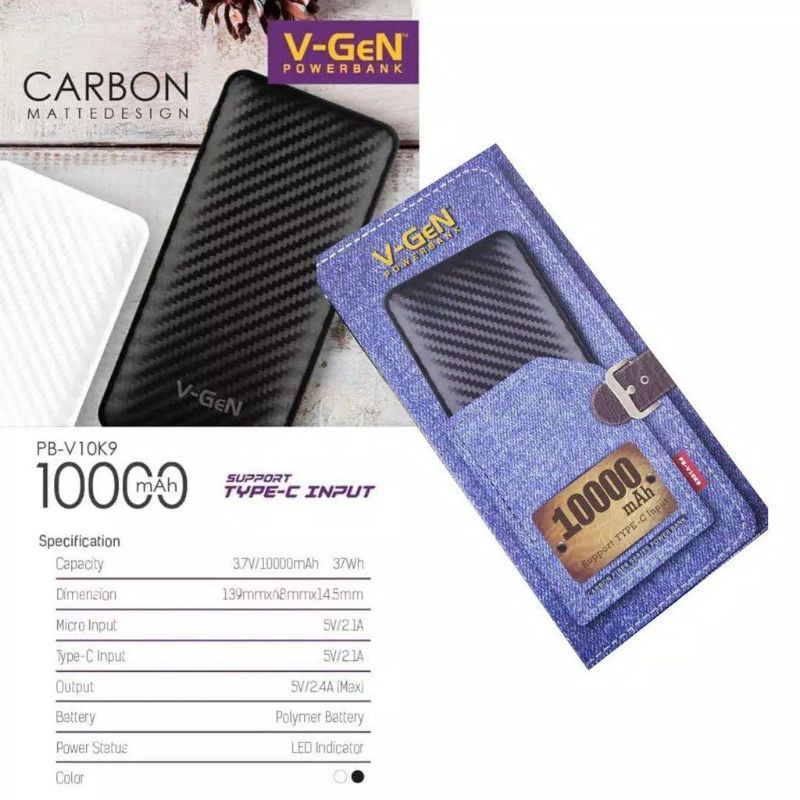 Powerbank Slim V-Gen 10000 mAh ORIGINAL 100% Garansi 1 Tahun