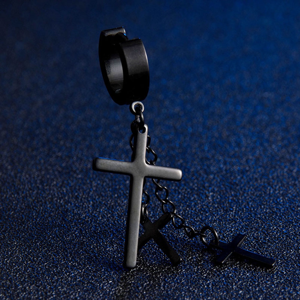 Hu Hu Hu Hu Hu Alat Bantu Pasang Kacamata♡ Anting Gantung Model Salib Banyak Lapis Gaya Punk Untuk Wanita