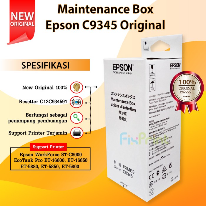 Maintenance Box Epson C9345 C12C934591 PXMB9 Reset Waste Tank Printer  L15150 L15160 M15140 L6550