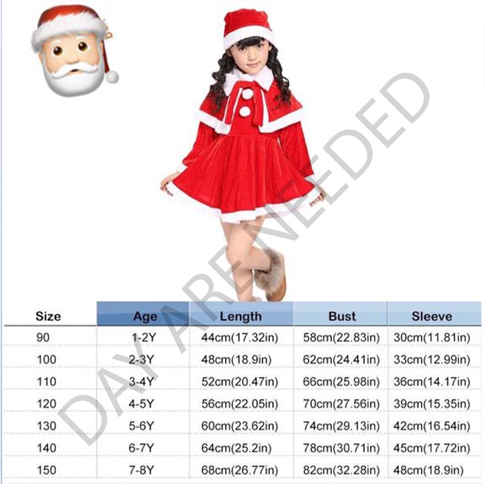 Baju kostum santa claus christmas anak perempuan sinter clause santa cewe