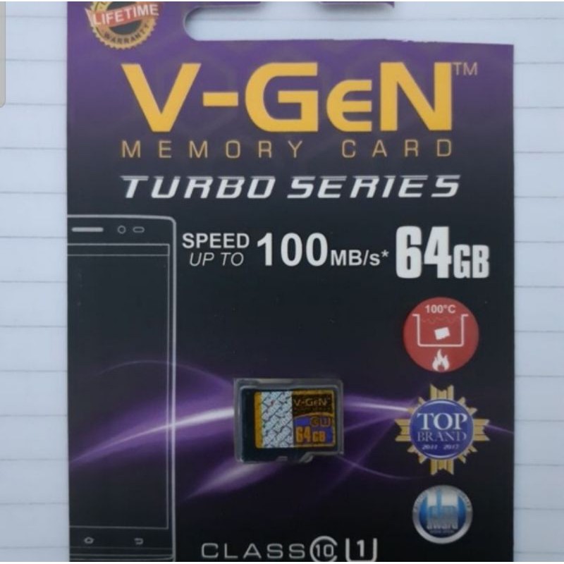 Memori Card Vgen class 10 64gb Turbo Micro SD memori Hp Original