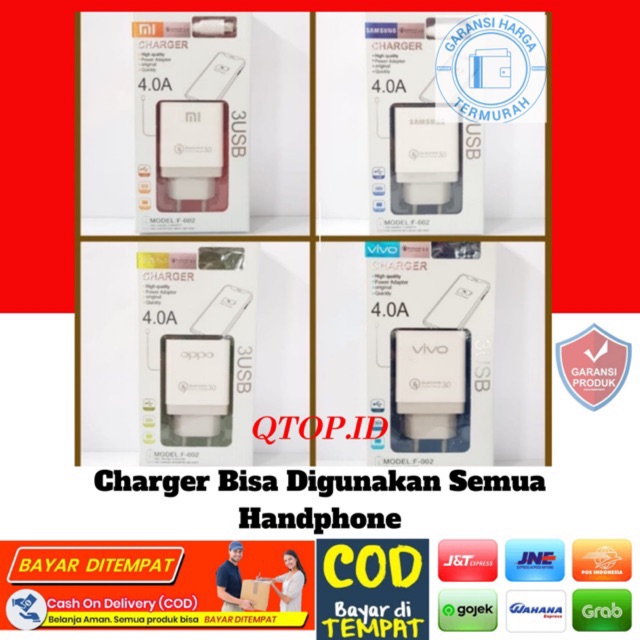 Charger  4A 3output for oppo , xiaomi , vivo , samsvng , asus [Garansi]