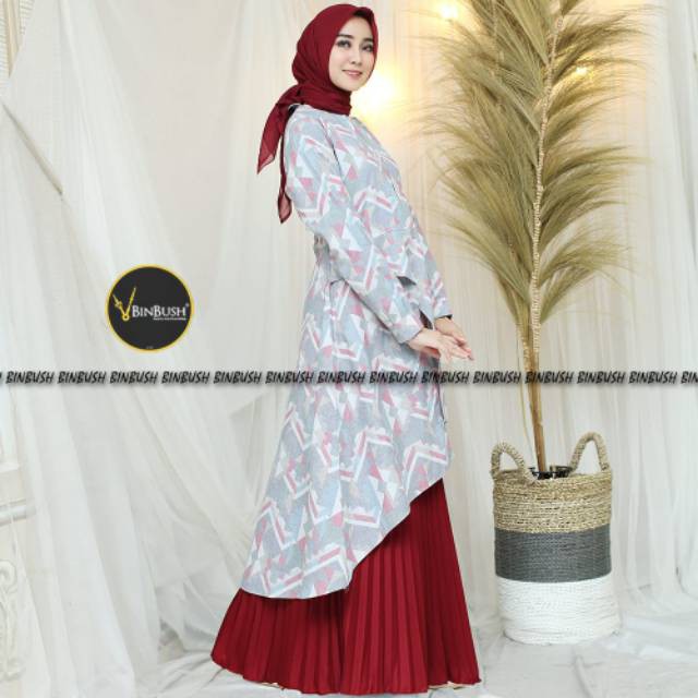 TUNIK FASHION WANITA MURAH STYLE KEREN / ABSTRAK set tunik ori binbush 100 %