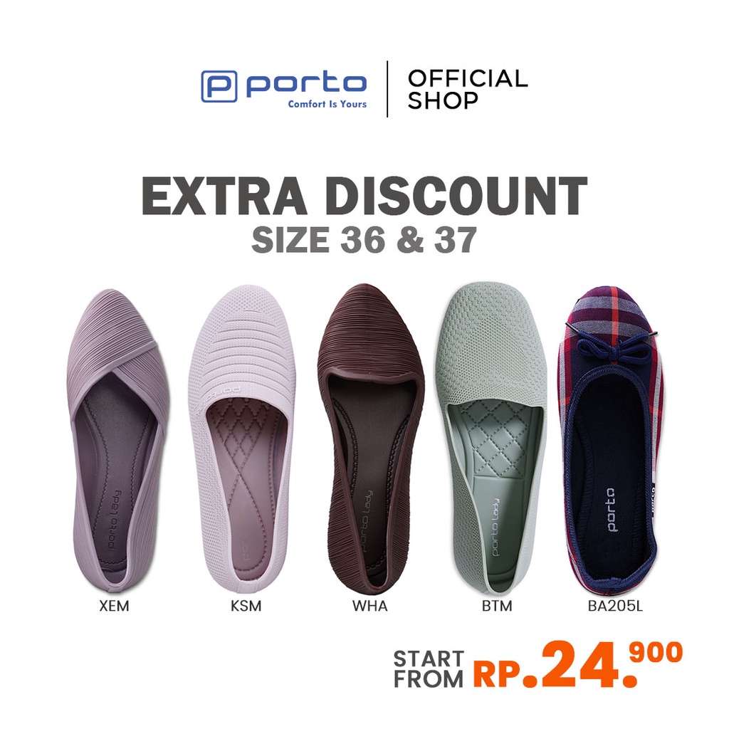 Jual PROMO Size 36 37 Porto Sepatu Wanita Flat Shoes Korea Nyaman