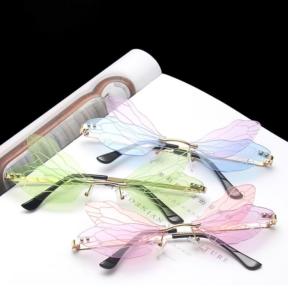 [Elegan] Dragonfly Wings Sunglasses Kaca Mata Anti Radiasi Untuk Wanita Perempuan Kacamata Anti Radiasi Untuk Wanita Sale Kaca Anti Radiasi Frameless Eyewear Women Glasses