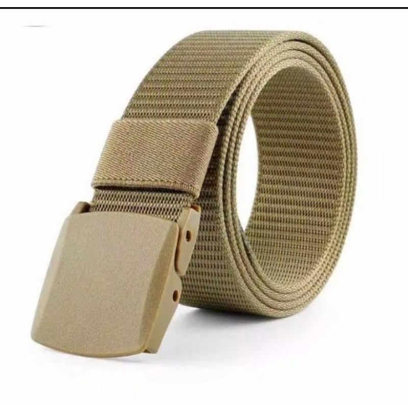 Ikat pinggang  sabuk bandara anti metal detektor militer kain kanvas polos pria wanita