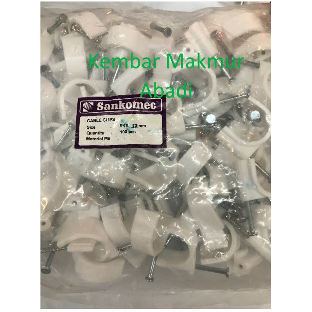 Klem Kabel 22mm Putih - Kabel Klem 22mm - Paku Klem Beton 22mm - Cable Clip 22 mm - Paku Beton 22mm