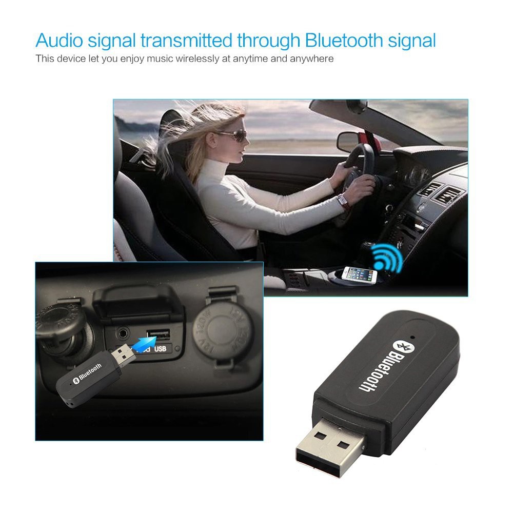 SRS (BISA COD) USB Bluetooth Receiver 3.5mm Stereo Audio Music for Speaker/Adapter for Speaker