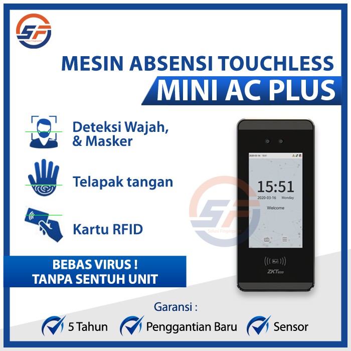 Mesin Absensi Wajah Mini AC Plus / Mesin Absen Masker / Mesin Face Recognition