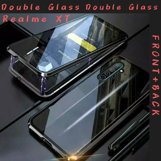 Case Magnetic DEPAN BELAKANG Realme XT Premium Case 2in1 Double Glass