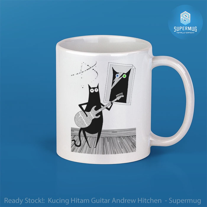 Cangkir Mug Kucing Hitam Guitar Andrew Hitchen