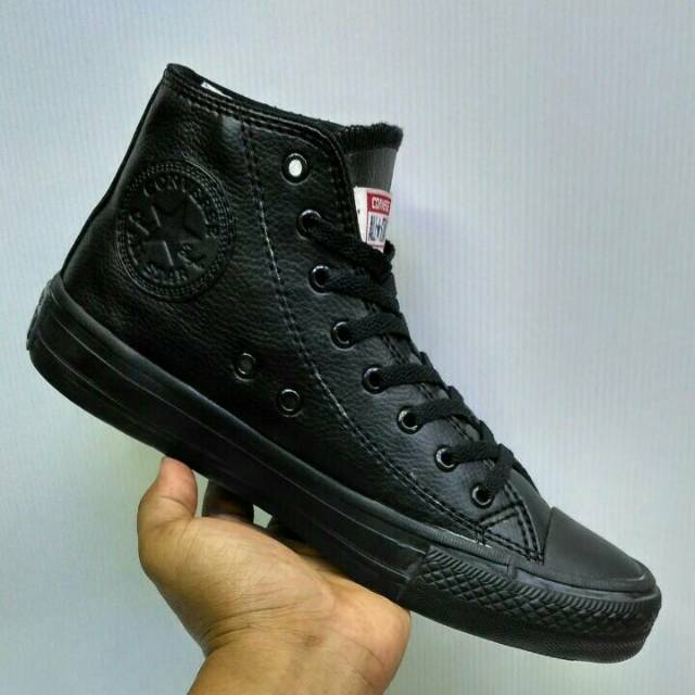 converse leather full black