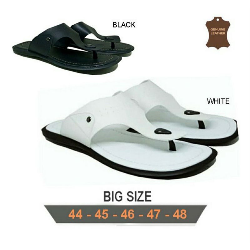 Sandal Jepit Pria BIG SIZE 44-45-46-47 Sandal Kasual Size BESAR JUMBO TURIS BULE Capit White,44