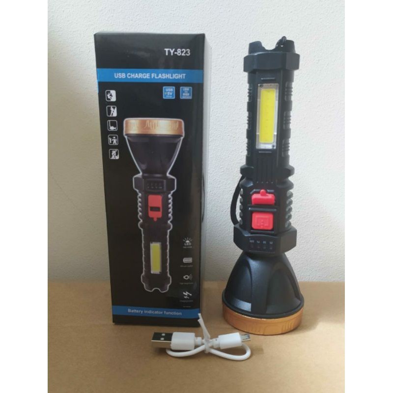 Senter USB Charge Flashlight TY-822 / TY-823(L-830) Power LED Sorot Berkualitas