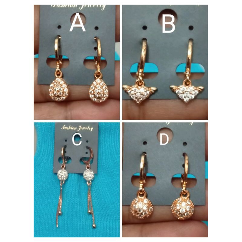 RK76. Anting xuping wanita lapis emas dgn mata zircon