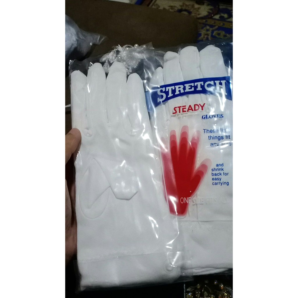 Sarung Tangan Polos/ Sarung Tangan Putih/ Sarung Tangan Pengantin/Kaos Tangan Pria/ Stretch Steady