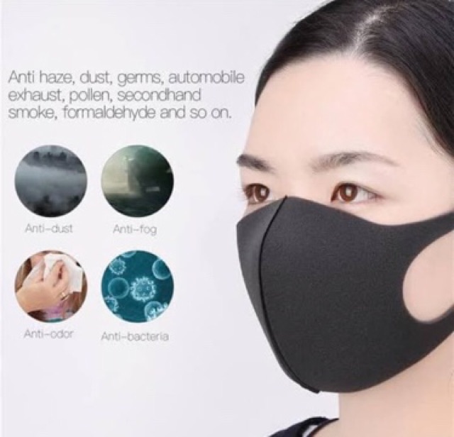 MASKER ANTI DEBU WARNA HITAM BAHAN SCUBA KUALITAS PREMIUM NON MEDIS