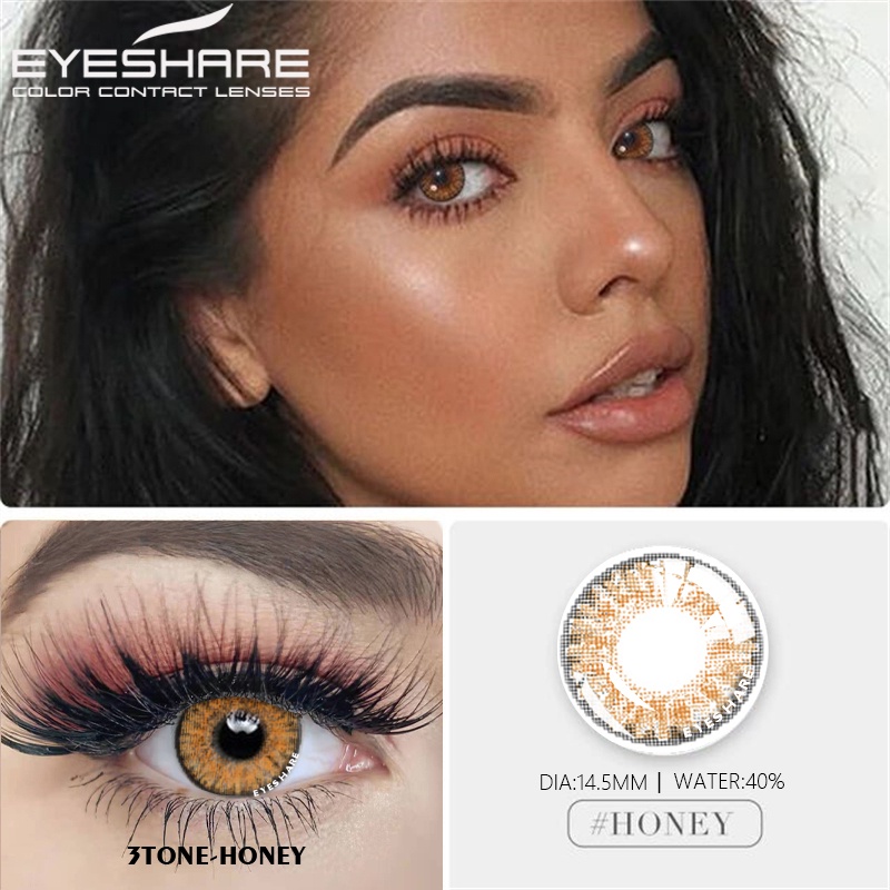 （COD）C28-3TONE Amethyst Sterling-grat Sepasang lensa kontak berwarna, Warna campuran Eropa dan Amerika mata yang besar diameter 14.5MM, kadar air 40% lensa mata cairan lensa kontak soflen mata softlens soflens Ture-sapphire Grey