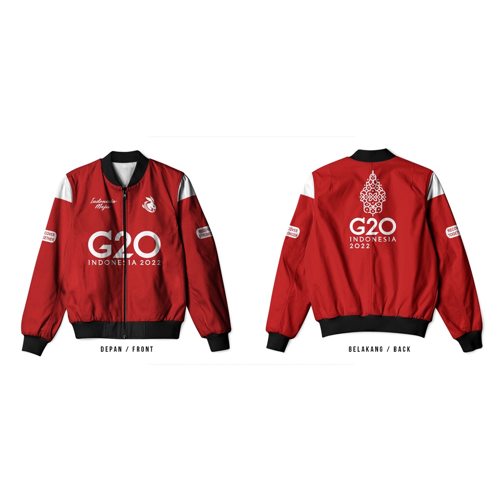 [Riashop] Jaket Bomber G20 Indonesia Memimpin / Jaket Bomber Pria Dan Wanita G20 FullPrint