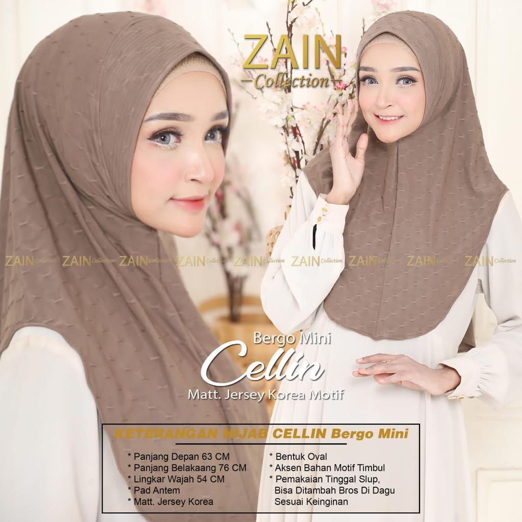 Jilbab Instan Bergo Cellin Jersey Ori Zain Collection-MOCCA TANAH