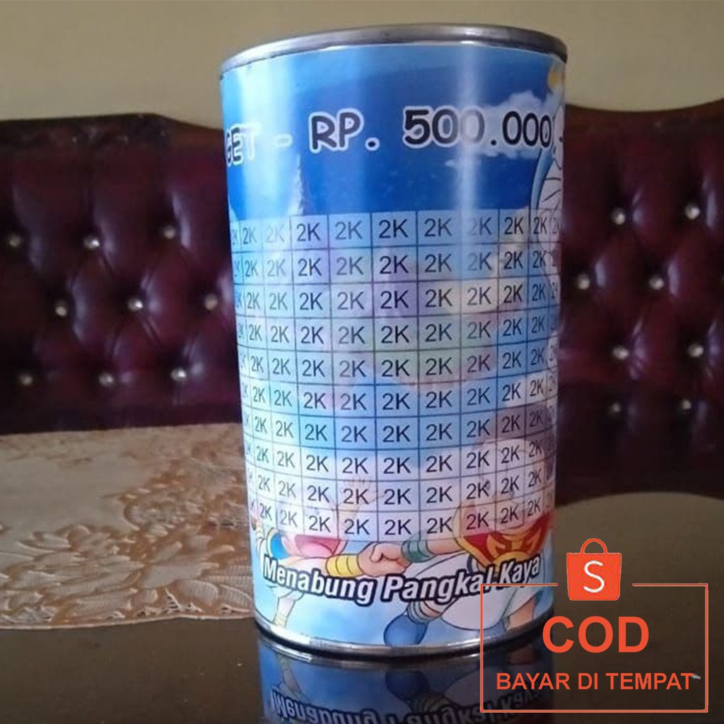 ✅COD Celengan Tabungan Challenge Tantangan Menabung Target Viral Kaleng Custom Unik Buka Tutup Murah-500 RIBU (2K)