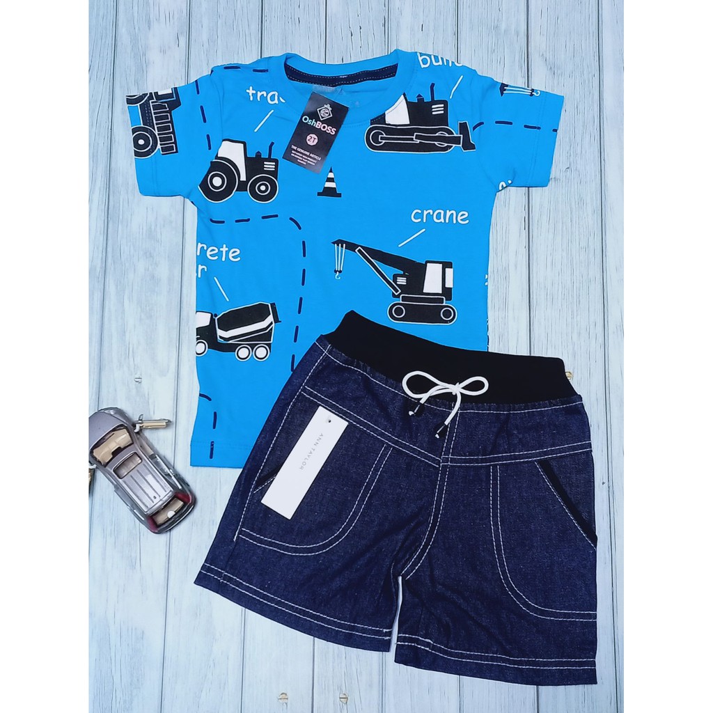 COD Baju Stelan Anak Laki Laki Kaos Distro dan Jeans Pendek RIb usia 1-4 tahun-6