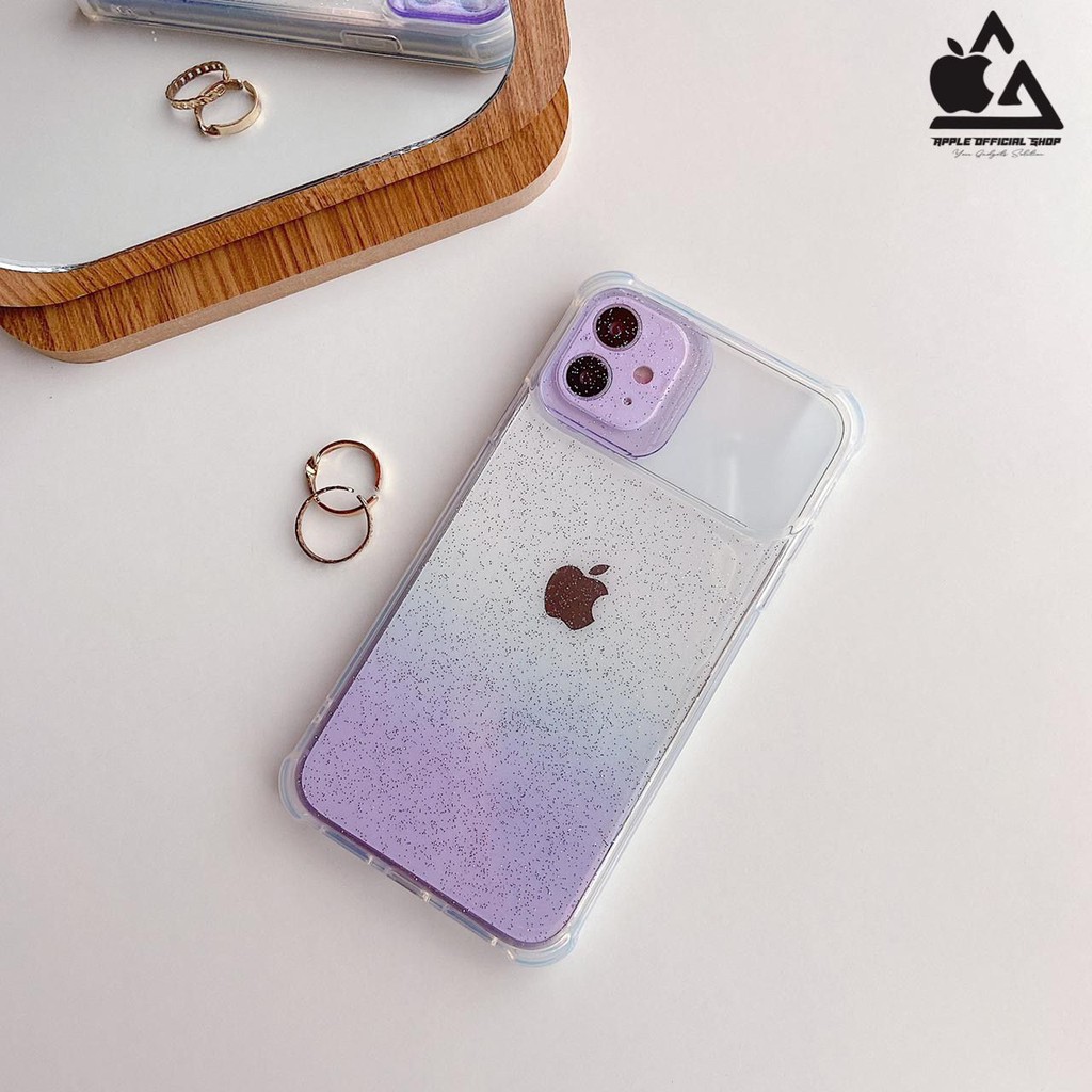 Case Slide Camera iPhone 12 12PRO 12PROMAX Candy Bening Gradasi Gilliter Anti Crack Silikon Softcase