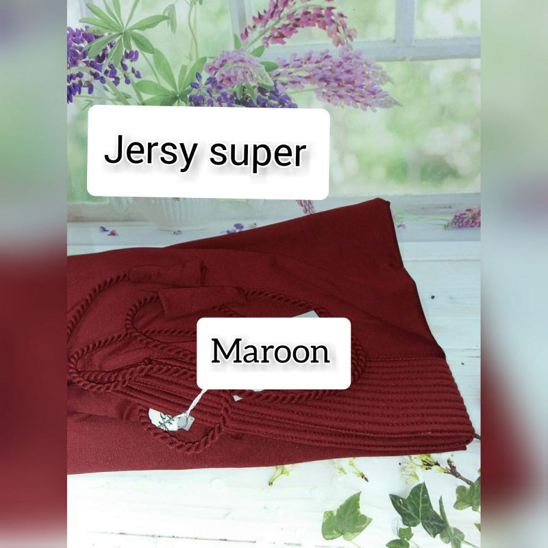 hijab jersey tali tambang/bergo jersey tali kepang/hijab jersey tali kepang/kerudung jersey tambang/hijab tali tambang polos variasi-Maroon jersey super