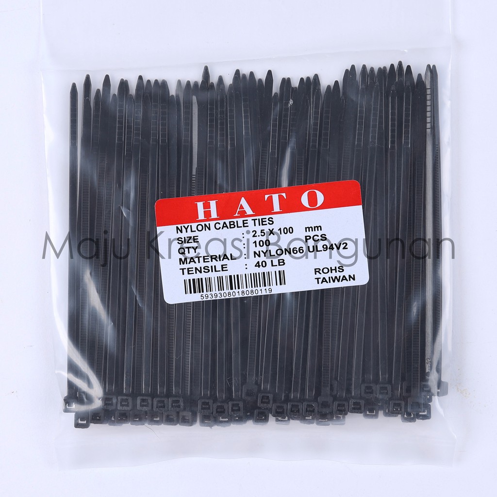 Kabel Ties 2,5 x 100mm Hitam Putih 100 mm 10cm 10 cm Cable Cableties