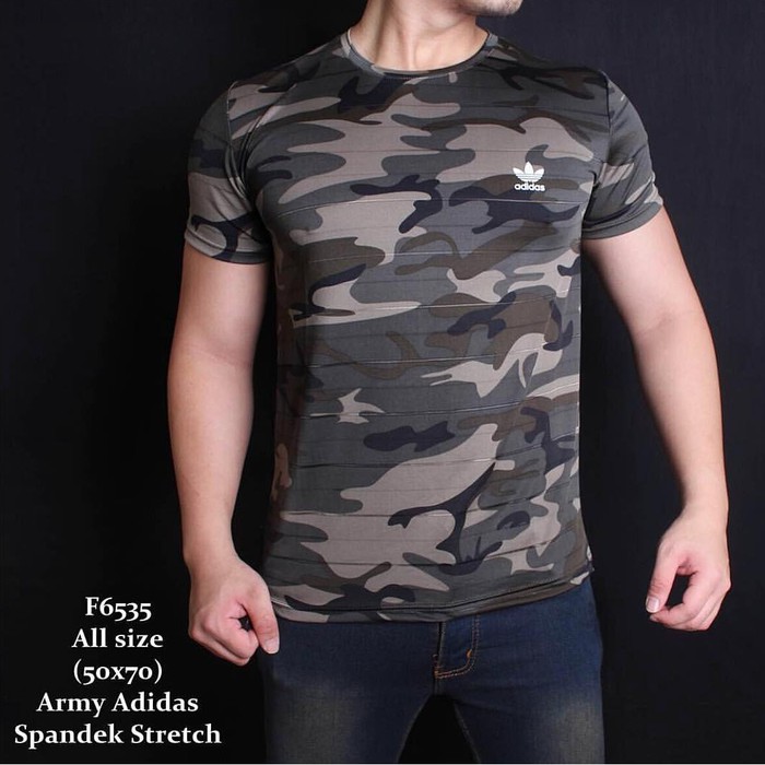 Kaos Army Gym Fitness Hijau Loreng Training Adidas Unisex