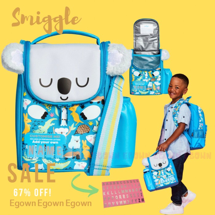 PROMO Kado Anak Original Tas Smiggle Backpack Gold Ball Bola Tas Lunch bag - Kuala