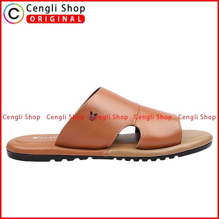 PLAYBOY SANDAL KULIT CASUAL PRIA ORIGINAL TERBARU BRANDED COKLAT PLD2