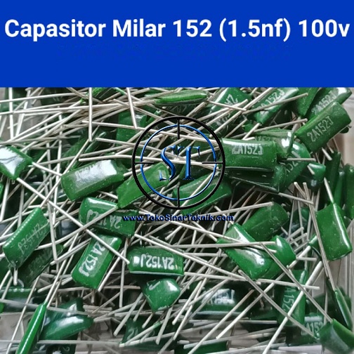 Capacitor 1.5 nF Mylar ( Milar 152 - 2A152J - 1.5N ) Kapasitor 100V 1,5nF 152J