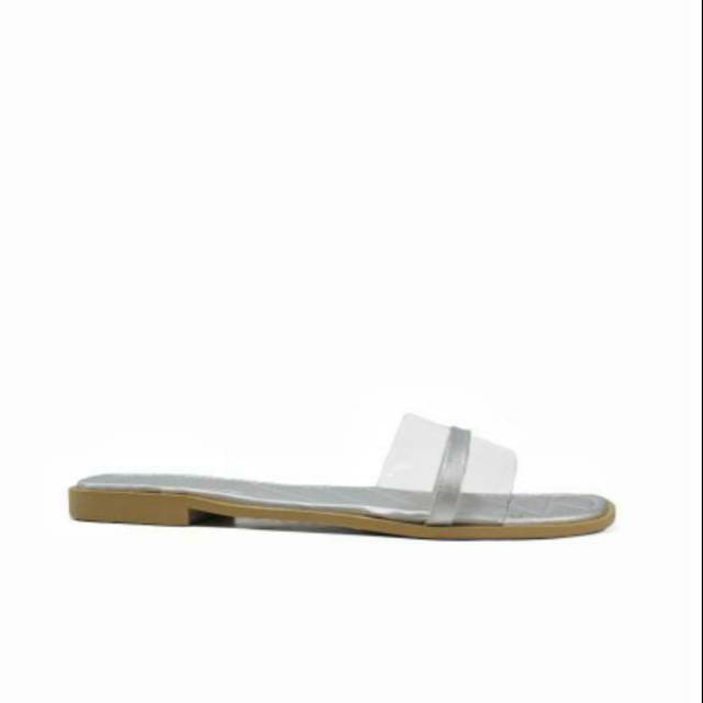 Sandal Wanita Flat Selop Mika MR006 - Silver