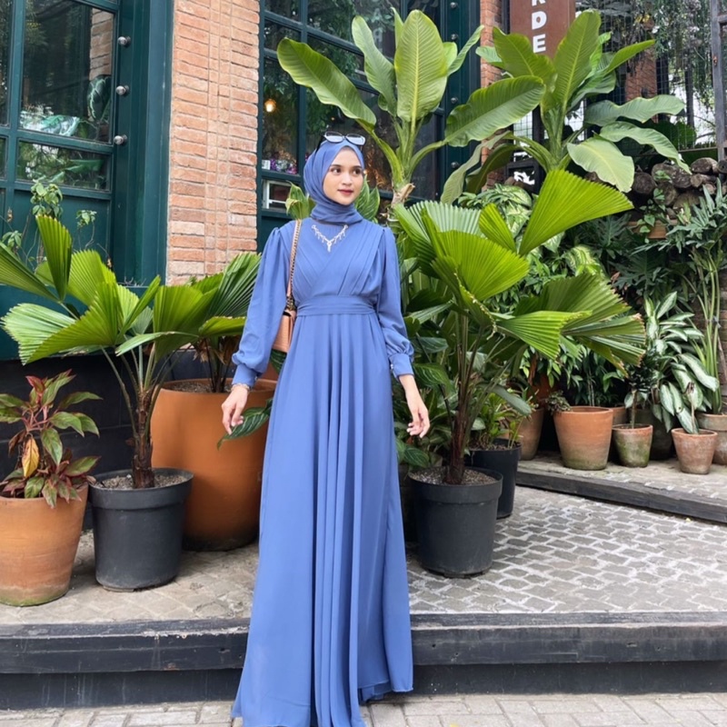 Ameena maxi dress pesta long dress hijab friendly gamis pesta wanita premium gaun