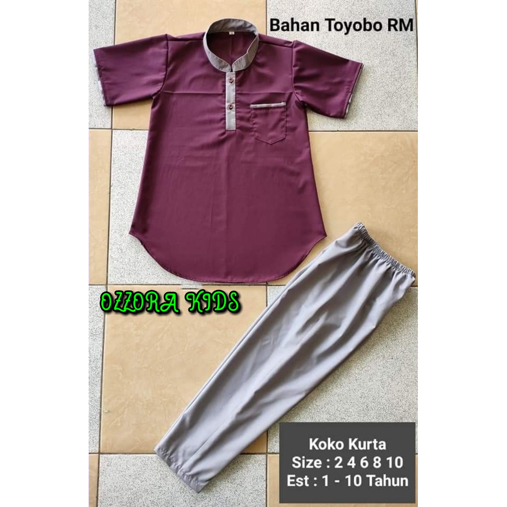 Baju Koko kurta anak setelan usia 1-10 tahun bahan toyobo PREMIUM lengan pendek