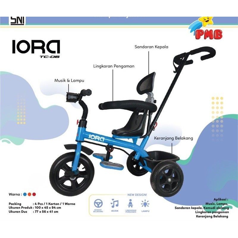 Sepeda Anak Roda tiga Iora Tc 06 pmb T20 T21