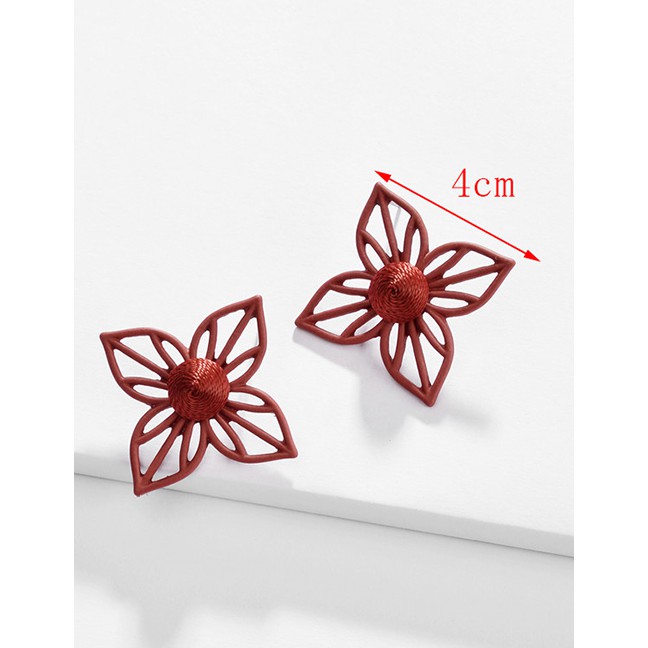 LRC Anting Tusuk Fashion Alloy Hollow Flower Color Tangled Woven Spray Ear Studs F7422X