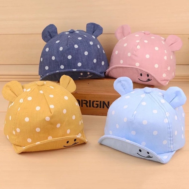 Topi bayi korea polkadot topi import anak bayi baby baseball cap