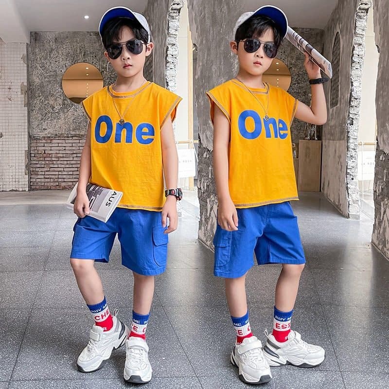 Promo !! Setelan baju anak laki-laki / setelan one text oblong ukuran 2-4tahun / Setelan anak import trendy / Baju anak cowok keren