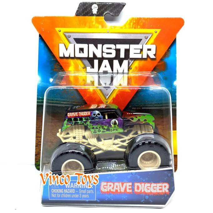 Open Ds] Grave Digger Velg Coklat - Monster Jam Spin Master Mobil Monster Truk