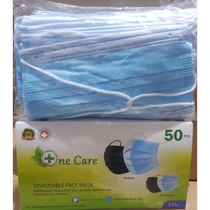 MASKER ONECARE EARLOOP 3PLY ISI 50PCS