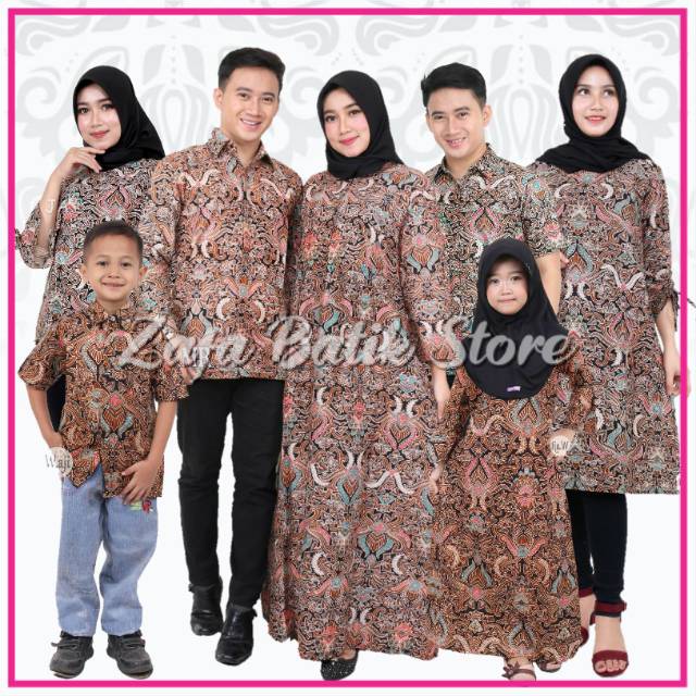 Batik Couple Keluarga Sania Ruffle Ori Ndoro Jowi Dnt Motif Cirebon